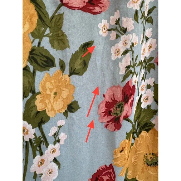 Reformation Enya Midi Dress Light Blue Floral Ruffle Hem Tie Strap Size 12 - Picture 10 of 12